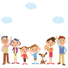 空を見上げる家族