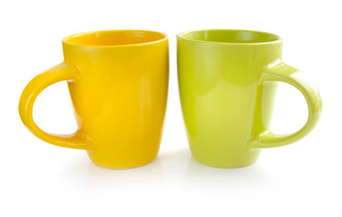 Two teacups cups on white background