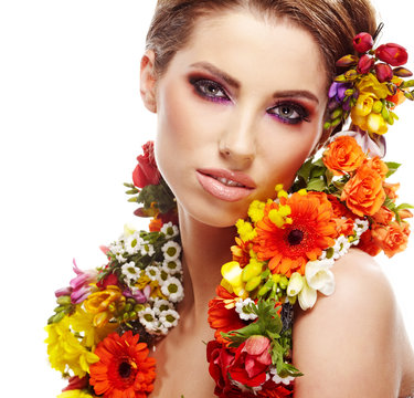 Woman with flower hairstyle