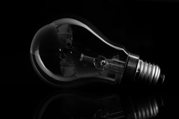 Clear light bulb laying on its side