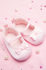 Pink baby shoes for a girl