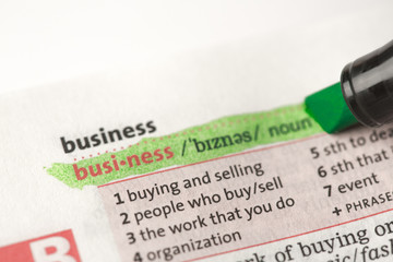 Obraz premium Highlighted definition of business