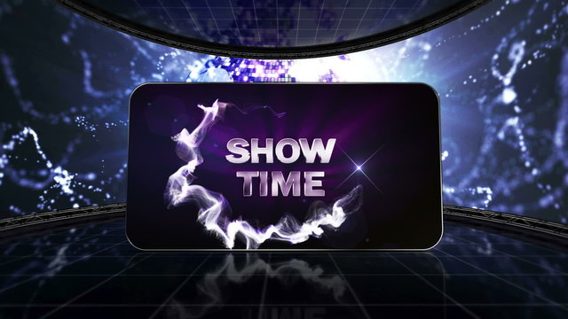 Show Time Text in Disco Room, Blue - HD1080