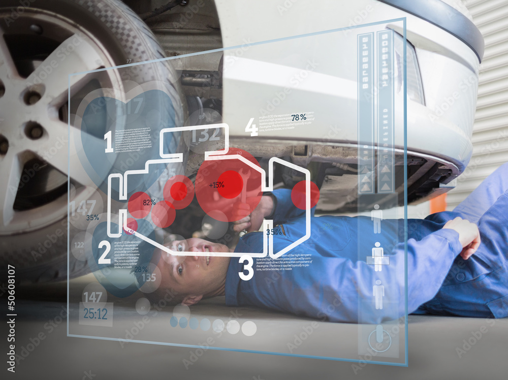Poster Laying mechanic consulting interface with an engine