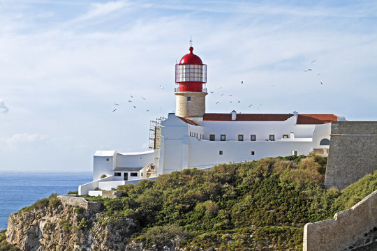 Lighthouse from Cabo Vicente near Sagres in Portugal