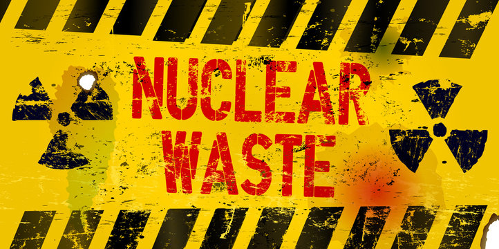 nuclear waste warning sign, rotten and grungy, vector