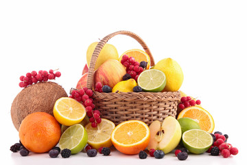 collection fruits isolated on white