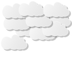 clouds of white paper on a white background