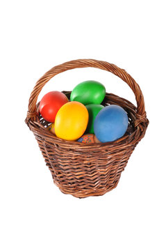 Color eggs  in a basket