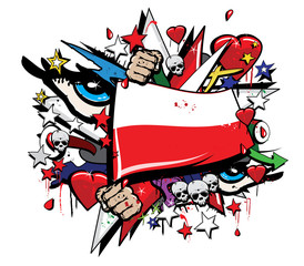 Poland flag grafitti Polska street art tag pop ilustration