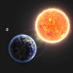 Earth and Sun. Elements of this image furnished by NASA
