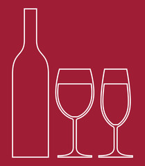 Bottle and Wine Glasses