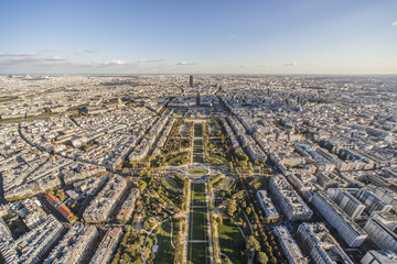 ville de Paris et champ de mars vue de la tour effeil - obrazy, fototapety, plakaty