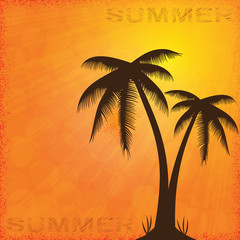 Summer illustration whit pal trees.
