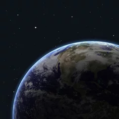 Papier Peint photo autocollant Pleine Lune arbre La Terre vue de l& 39 espace. Éléments de cette image fournis par la NASA