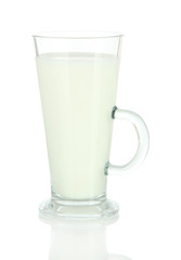 Glass of milk isolated on white
