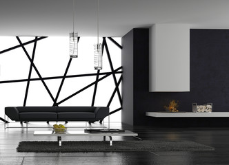 Fototapeta na wymiar Modern Luxury Loft | Minimalistic Living Room Interior