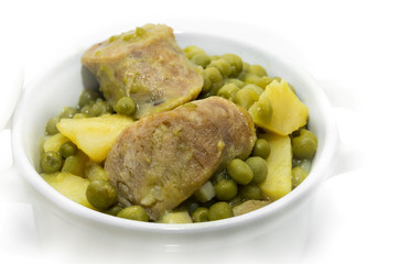 Small Peas cooked with sausage.