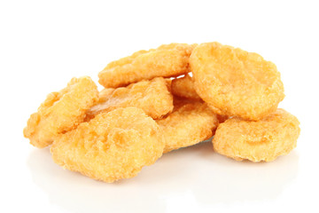Fried chicken nuggets isolated on white