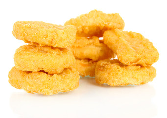 Fried chicken nuggets isolated on white