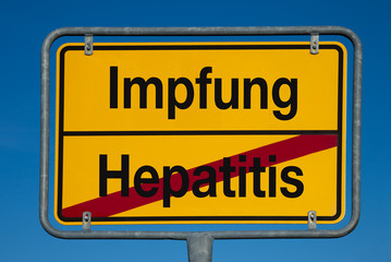 Ortswechsel Schild ohne Pfeil HEPATITIS - IMPFUNG