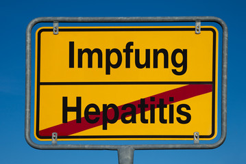 Fototapeta premium Ortswechsel Schild ohne Pfeil HEPATITIS - IMPFUNG