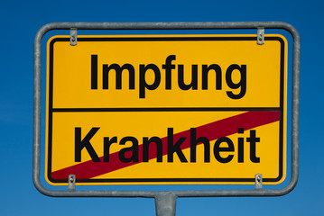 Fototapeta premium Wechselschild ohne Pfeil KRANKHEIT - IMPFUNG