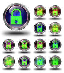 Security glossy icons, crazy colors - obrazy, fototapety, plakaty