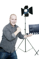 Mann am Filmset