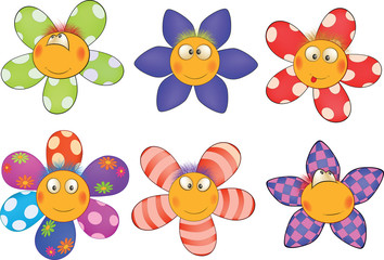 Cheerful small flowers. Cartoon