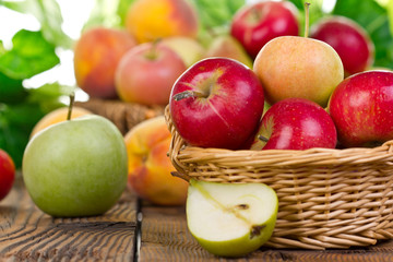 Naklejka na ściany i meble Fresh organic fruits in the basket