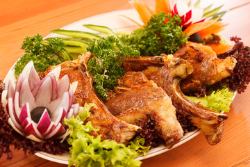 grilled ribs with vegetables