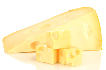 Cut cheese isolated on white