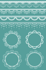 Set of vector lace ribbons and frames.