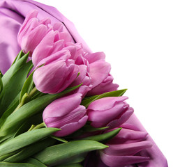 Beautiful bouquet of purple tulips