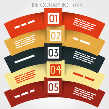 arc infographic five options in big squares in middle