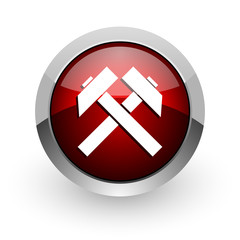 mining red circle web glossy icon