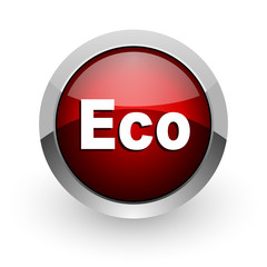 eco red circle web glossy icon