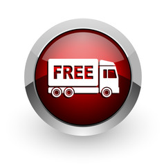 free delivery red circle web glossy icon