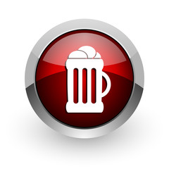 beer red circle web glossy icon