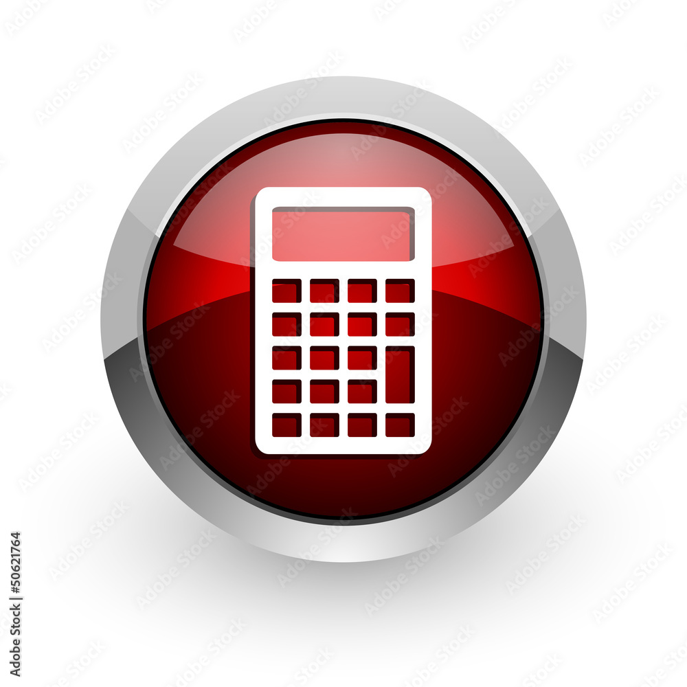 Poster calculator red circle web glossy icon