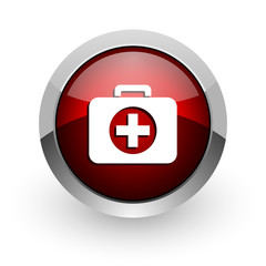Obraz premium first aid kit red circle web glossy icon