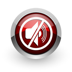 mute red circle web glossy icon