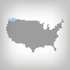 Washington in USA Karte punktiert