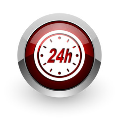 24h red circle web glossy icon
