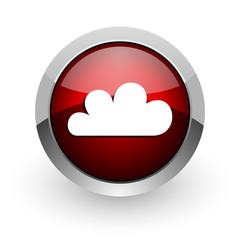 weather forecast red circle web glossy icon