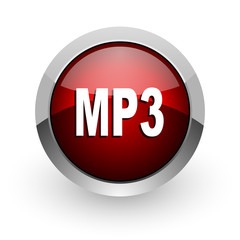 mp3 red circle web glossy icon