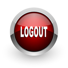 logout red circle web glossy icon