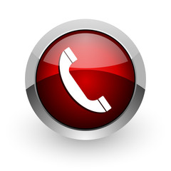 phone red circle web glossy icon