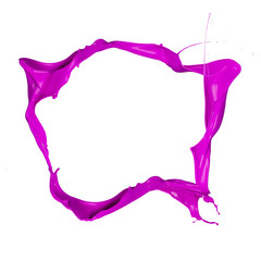 Fototapeta premium Isolated shot of colored paint frame splash on white background